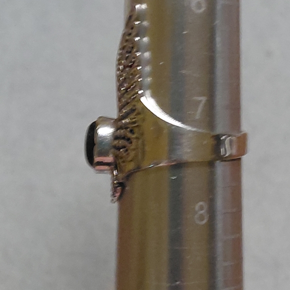 Silver Winged Black Onyx Stone Ring - Picture 8 of 8